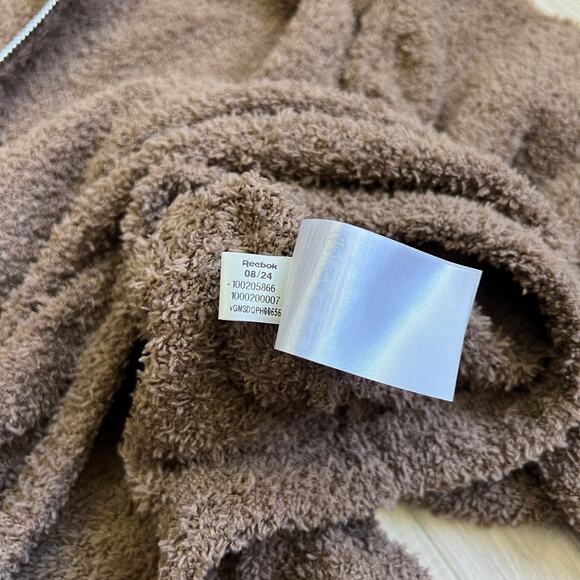 Reebok Cozy Cover Up Pullover Quarter Zip Fuzzy Brown Sweatshirt size XL - Picture 10 of 10